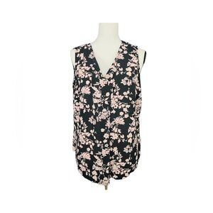 TALBOTS Plus Petite Black & Pink Floral Blouse